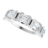 Platinum Emerald Lab-Grown Diamond Half-Bezel Five-Stone Anniversary Band - 1 1/2-3 1/4 CTW - view 5