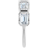14K Gold Emerald Lab-Grown Diamond Half-Bezel Five-Stone Anniversary Band - 1 1/2-3 1/4 CTW - White Gold - view 4