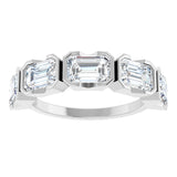 14K Gold Emerald Lab-Grown Diamond Half-Bezel Five-Stone Anniversary Band - 1 1/2-3 1/4 CTW - White Gold - view 3