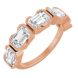 14K Gold Emerald Lab-Grown Diamond Half-Bezel Five-Stone Anniversary Band - 1 1/2-3 1/4 CTW - Rose Gold