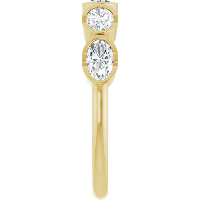 14K Gold Oval Lab-Grown Diamond Half-Bezel Five-Stone Anniversary Band - 9/10 CTW - Yellow Gold - view 4
