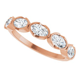 14K Gold Oval Lab-Grown Diamond Half-Bezel Five-Stone Anniversary Band - 9/10 CTW - Rose Gold - view 5