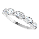 Platinum Oval Lab-Grown Diamond Half-Bezel Five-Stone Anniversary Band - 9/10 CTW - view 5