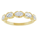 14K Gold Oval Lab-Grown Diamond Half-Bezel Five-Stone Anniversary Band - 9/10 CTW - Yellow Gold - view 3