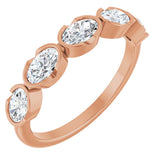 14K Gold Oval Lab-Grown Diamond Half-Bezel Five-Stone Anniversary Band - 9/10 CTW - Rose Gold
