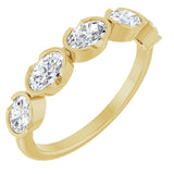 14K Gold Oval Lab-Grown Diamond Half-Bezel Five-Stone Anniversary Band - 9/10 CTW - Yellow Gold
