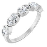 14K Gold Oval Lab-Grown Diamond Half-Bezel Five-Stone Anniversary Band - 9/10 CTW - White Gold