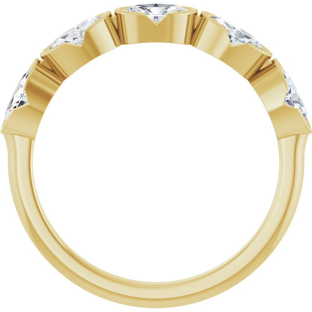 14K Gold Oval Lab-Grown Diamond Half-Bezel Five-Stone Anniversary Band - 9/10 CTW - Yellow Gold - view 2