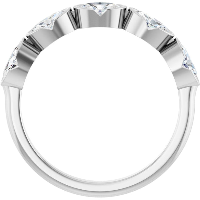 14K Gold Oval Lab-Grown Diamond Half-Bezel Five-Stone Anniversary Band - 9/10 CTW - White Gold - view 2