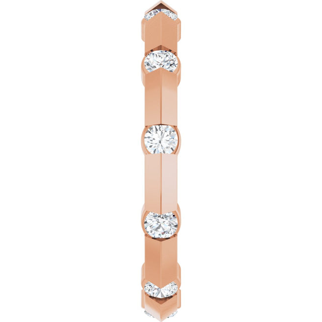 14K Gold Round Lab-Grown Diamond Channel-Set Knife Eternity Band – 2.3 mm Stones - Rose Gold - view 4