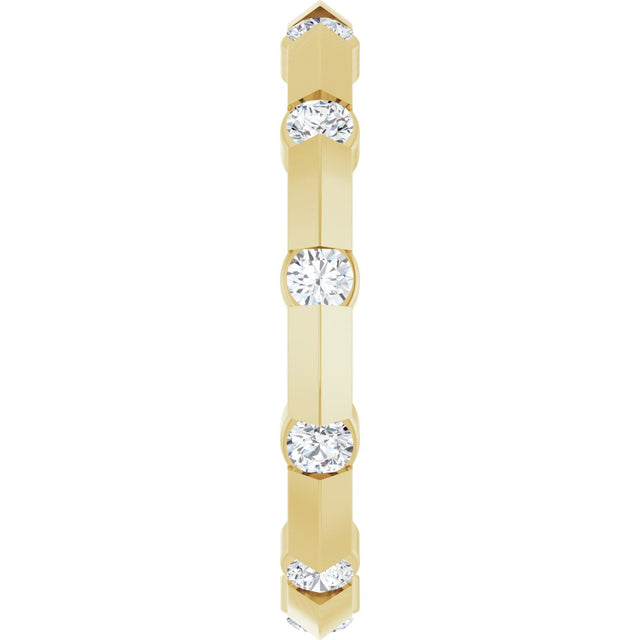 14K Gold Round Natural Diamond Channel-Set Knife Eternity Band – 2.3 mm Stones - Yellow Gold - view 4