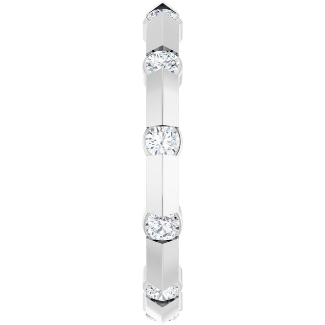 14K Gold Round Natural Diamond Channel-Set Knife Eternity Band – 2.3 mm Stones - White Gold - view 4
