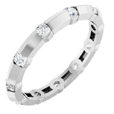 14K Gold Round Lab-Grown Diamond Channel-Set Knife Eternity Band – 2.3 mm Stones - White Gold