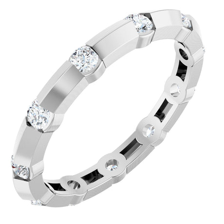 14K Gold Round Lab-Grown Diamond Channel-Set Knife Eternity Band – 2.3 mm Stones - White Gold