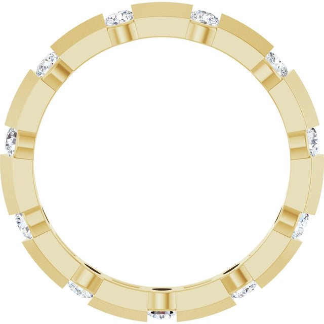 14K Gold Round Lab-Grown Diamond Channel-Set Knife Eternity Band – 2.3 mm Stones - Yellow Gold - view 2