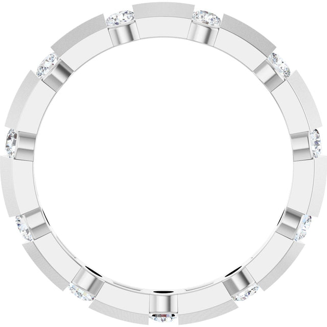 14K Gold Round Lab-Grown Diamond Channel-Set Knife Eternity Band – 2.3 mm Stones - White Gold - view 2