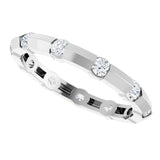 14K Gold Round Natural Diamond Channel-Set Knife Eternity Band – 2.3 mm Stones - White Gold - view 5