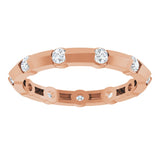 14K Gold Round Lab-Grown Diamond Channel-Set Knife Eternity Band – 2.3 mm Stones - Rose Gold - view 3