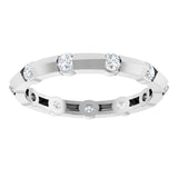 14K Gold Round Lab-Grown Diamond Channel-Set Knife Eternity Band – 2.3 mm Stones - White Gold - view 3