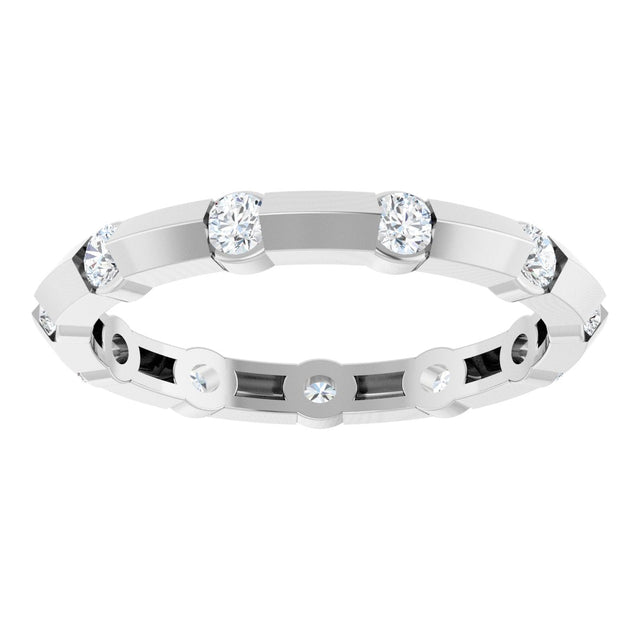 14K Gold Round Lab-Grown Diamond Channel-Set Knife Eternity Band – 2.3 mm Stones - White Gold - view 3