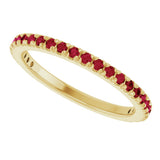 14K Gold Round Lab-Grown Ruby French-Set Anniversary Band - Yellow Gold - view 5