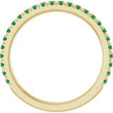 14K Gold Round Lab-Grown Emerald French-Set Anniversary Band - Yellow Gold - view 2