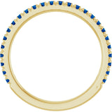 14K Gold Round Lab-Grown Blue Sapphire French-Set Anniversary Band - Yellow Gold - view 2