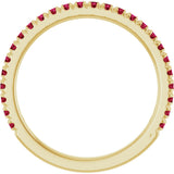 14K Gold Round Lab-Grown Ruby French-Set Anniversary Band - Yellow Gold - view 2