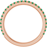 14K Gold Round Lab-Grown Emerald French-Set Anniversary Band - Rose Gold - view 2