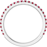 Platinum Round Lab-Grown Ruby French-Set Anniversary Band - view 2