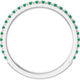 Platinum Round Natural Emerald French-Set Anniversary Band - view 2
