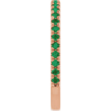 14K Gold Round Natural Emerald French-Set Anniversary Band - Rose Gold - view 4