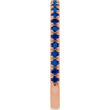 14K Gold Round Natural Blue Sapphire French-Set Anniversary Band - Rose Gold - view 4