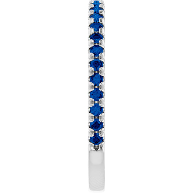 Platinum Round Natural Blue Sapphire French-Set Anniversary Band - view 4