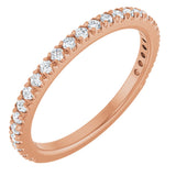 14K Gold Round Natural Diamond French-Set Anniversary Band – 1.5 mm Stones - Rose Gold