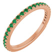 14K Gold Round Lab-Grown Emerald French-Set Anniversary Band - Rose Gold