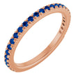 14K Gold Round Lab-Grown Blue Sapphire French-Set Anniversary Band - Rose Gold