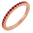 14K Gold Round Lab-Grown Ruby French-Set Anniversary Band - Rose Gold