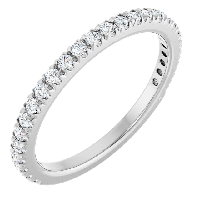 Platinum Round Natural Diamond French-Set Anniversary Band – 1/3–1 CTW