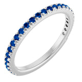 14K Gold Round Lab-Grown Blue Sapphire French-Set Anniversary Band - White Gold