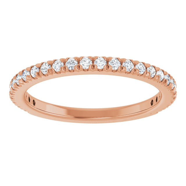 14K Gold Round Lab-Grown Diamond French-Set Anniversary Band – 1/3–1 CTW - Rose Gold - view 3