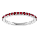 Platinum Round Lab-Grown Ruby French-Set Anniversary Band - view 3