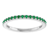Platinum Round Lab-Grown Emerald French-Set Anniversary Band - view 3