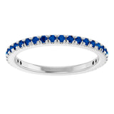 Platinum Round Lab-Grown Blue Sapphire French-Set Anniversary Band - view 3
