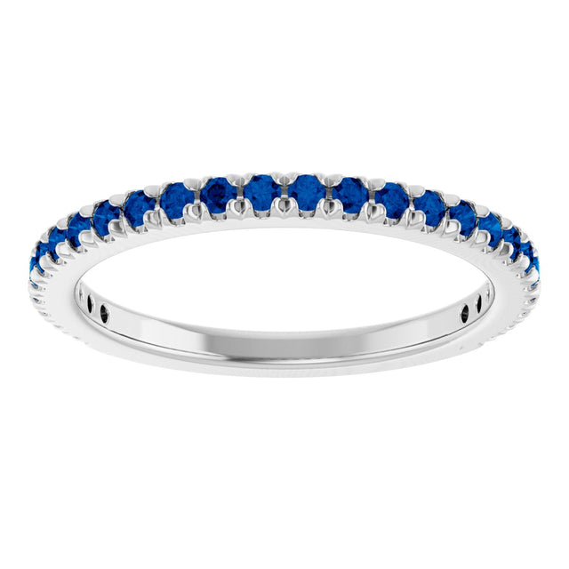 Platinum Round Natural Blue Sapphire French-Set Anniversary Band - view 3
