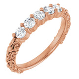 14K Gold Round Lab-Grown Diamond Five-Stone Sculptural Anniversary Band - 1/2 CTW - Rose Gold