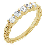 14K Gold Round Natural Diamond Five-Stone Sculptural Anniversary Band - 1/2 CTW - Yellow Gold