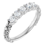 14K Gold Round Lab-Grown Diamond Five-Stone Sculptural Anniversary Band - 1/2 CTW - White Gold