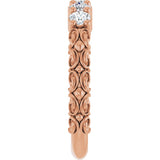 14K Gold Round Lab-Grown Diamond Five-Stone Sculptural Anniversary Band - 1/2 CTW - Rose Gold - view 4