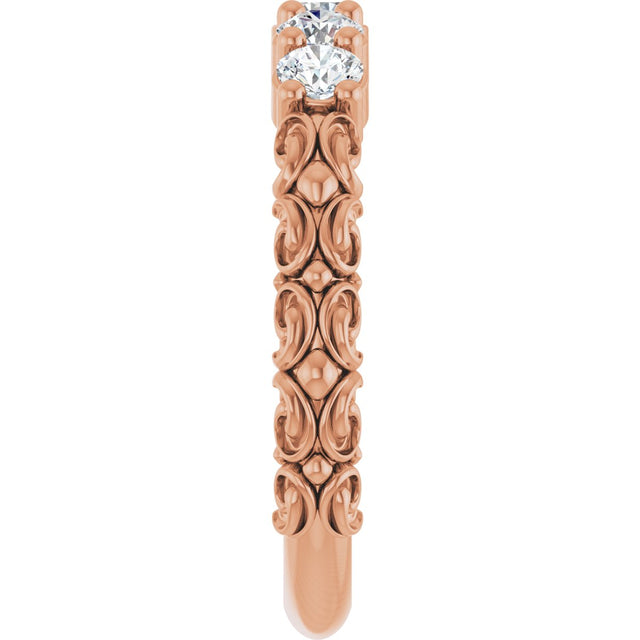 14K Gold Round Lab-Grown Diamond Five-Stone Sculptural Anniversary Band - 1/2 CTW - Rose Gold - view 4